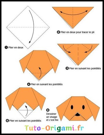 Tête de chien en Origami Tutoriel Facile pour débutant et enfant