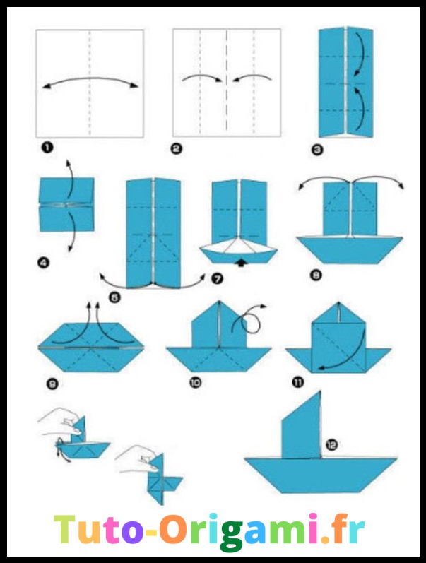 Bateau avec une cheminée en origami tutoriel niveau moyen