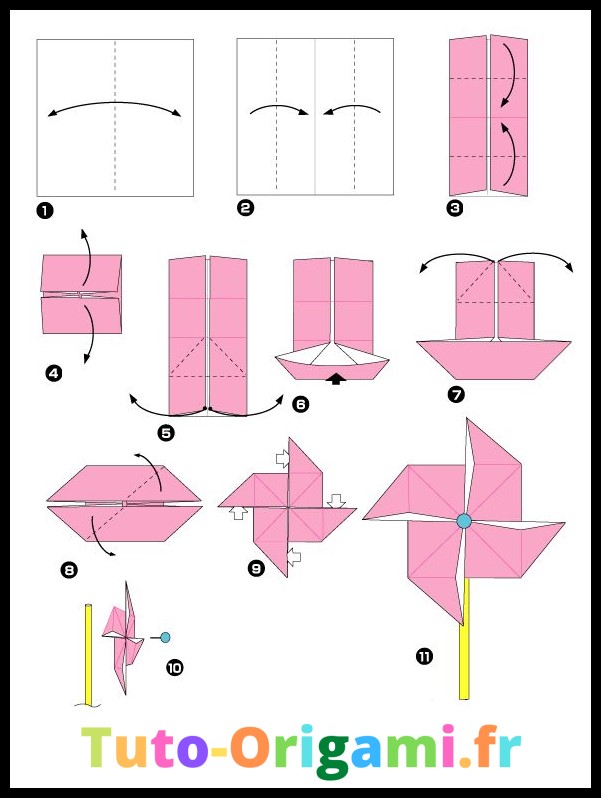 Tutoriel pour faire un moulin à vent en origami facilement et gratuitement