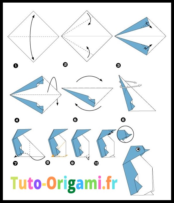 Pingouin En origami tutoriel facile et gratuit