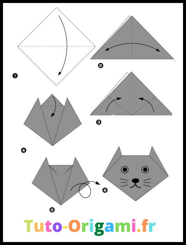 Tutoriel facile pour faire une tête de chat en origami