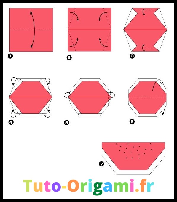Tranche de pastèque en origami tutoriel facile et gratuit