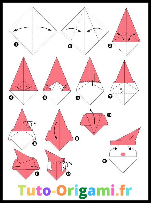 Tutoriel pour faire une tête de père noël en origami